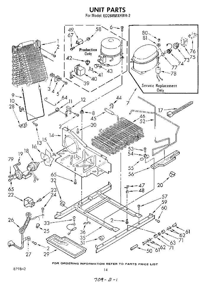 UNIT Diagram and Parts List for ED26MMXRWR2  Whirlpool Refrigerator