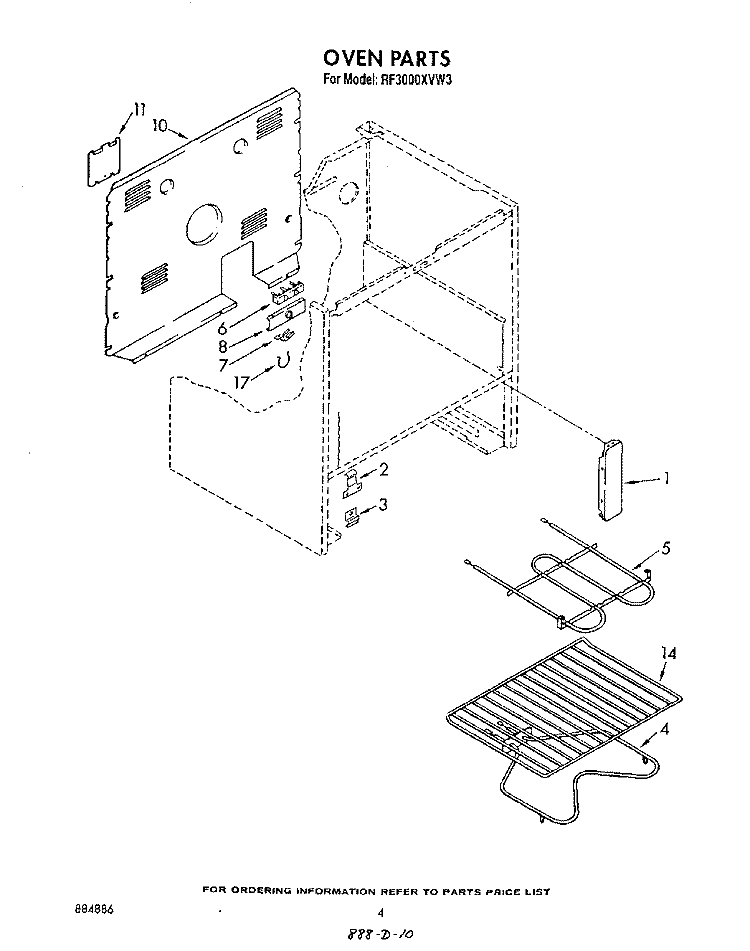 OVEN , LIT/OPTIONAL Diagram and Parts List for RF3000XVN3  Whirlpool Range