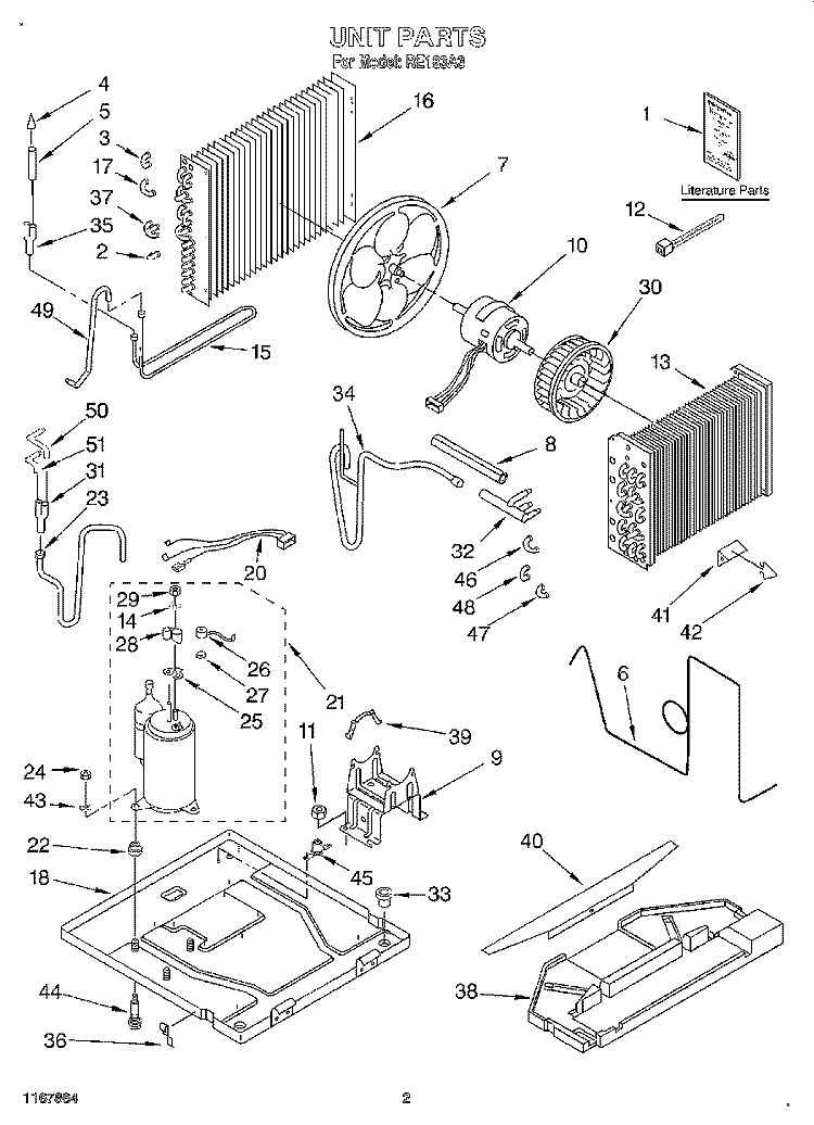 UNIT, LIT/OPTIONAL Diagram and Parts List for RE183A3  Whirlpool Air Conditioner