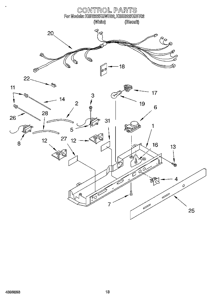 CONTROL, OPTIONAL Diagram and Parts List for KSRS22KGBT02  KitchenAid Refrigerator