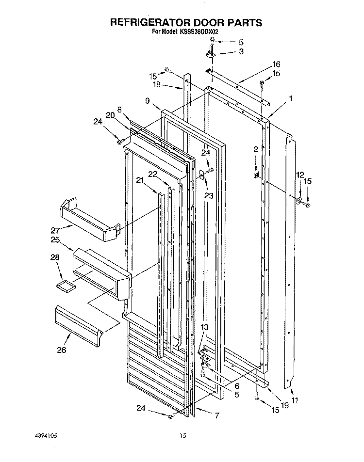 REFRIGERATOR DOOR Diagram and Parts List for KSSS36QDX02  KitchenAid Refrigerator