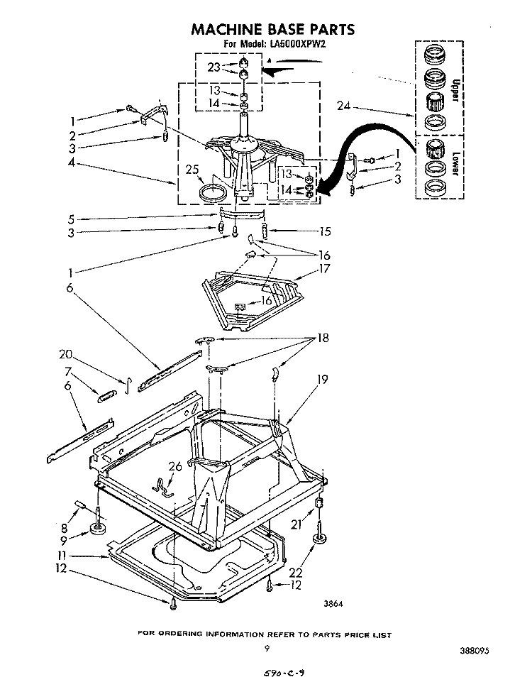 MACHINE BASE Diagram and Parts List for LA5000XPW2  Whirlpool Washer