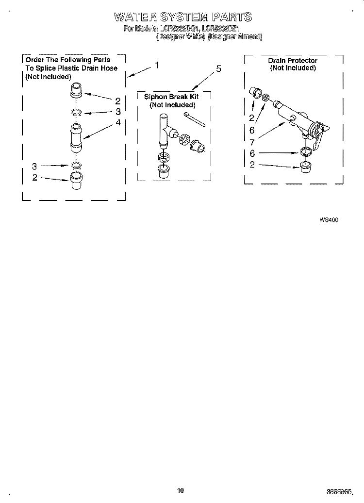 WATER SYSTEM Diagram and Parts List for LCR5232DZ1  Whirlpool Washer