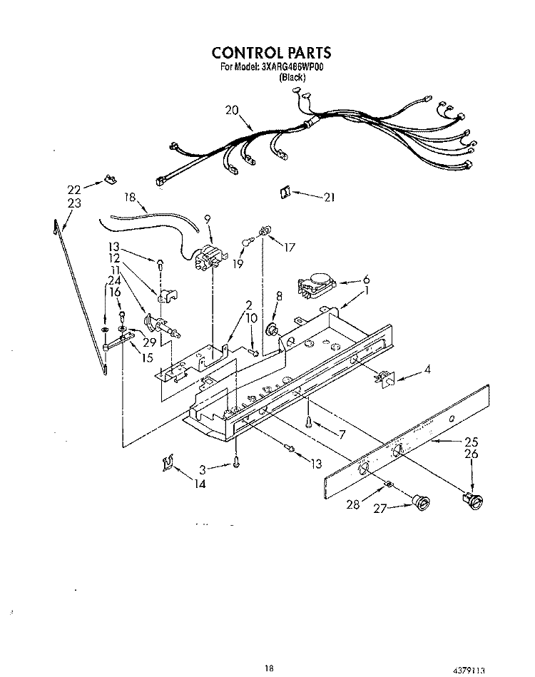 CONTROL Diagram and Parts List for 3XARG486WP00  Whirlpool Refrigerator