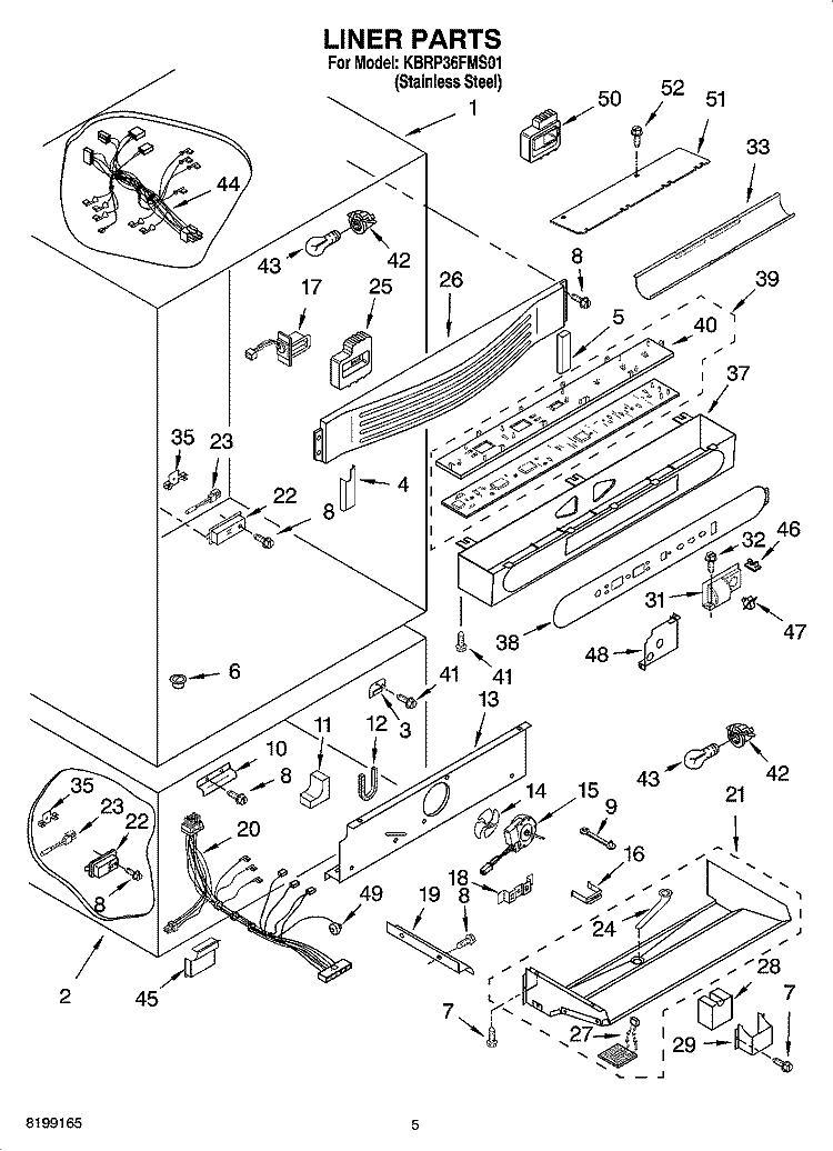 LINER PARTS Diagram and Parts List for KBRP36FMS01  KitchenAid Refrigerator