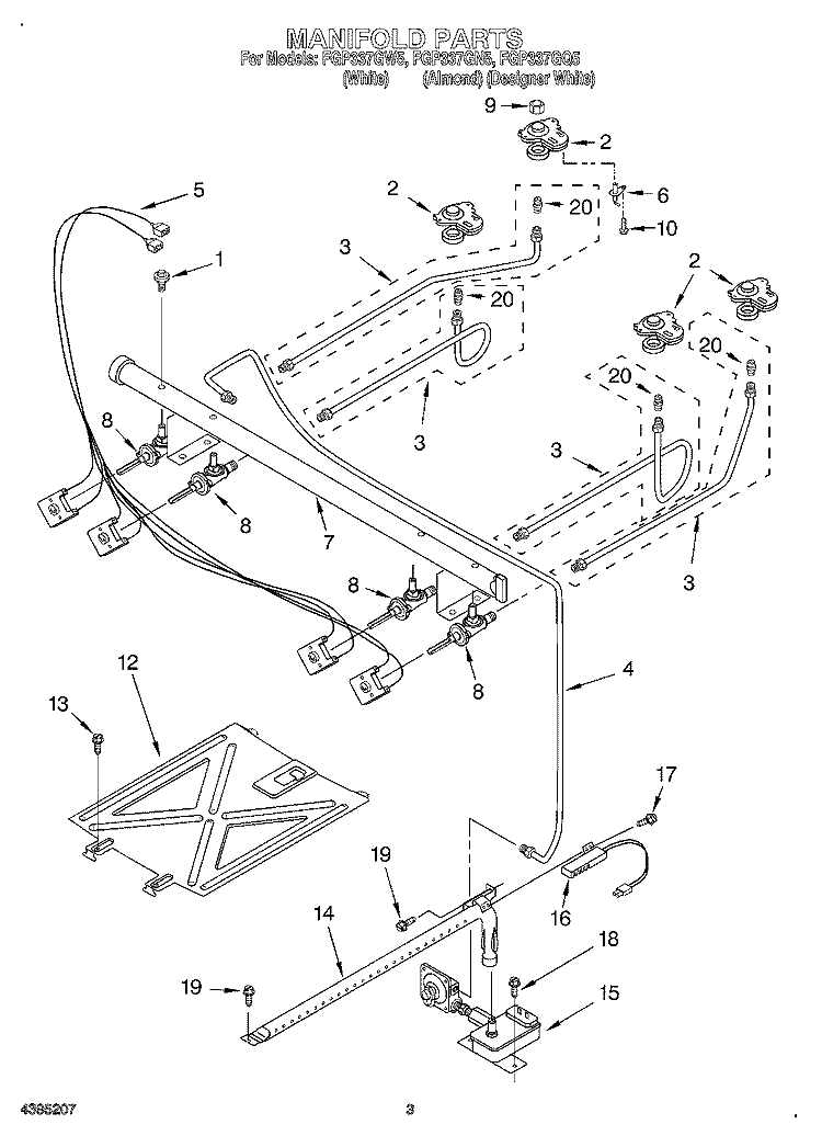 MANIFOLD Diagram and Parts List for FGP337GQ5  Roper Range