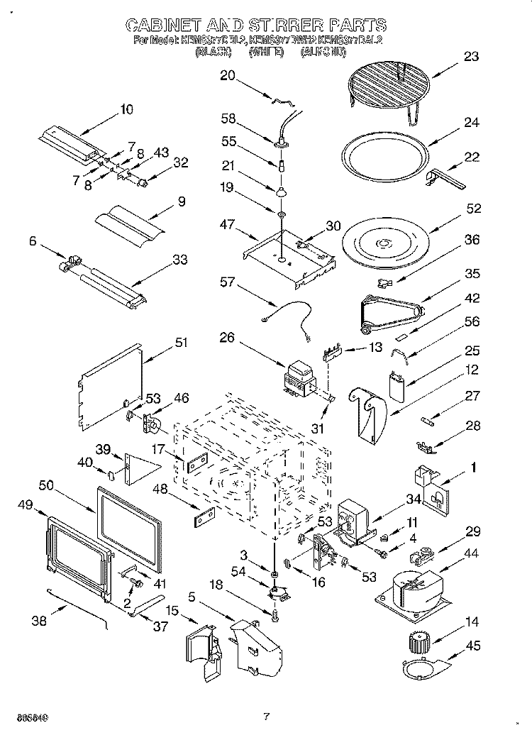 CABINET AND STIRRER Diagram and Parts List for KEMS377DAL2  KitchenAid Microwave Oven Combo