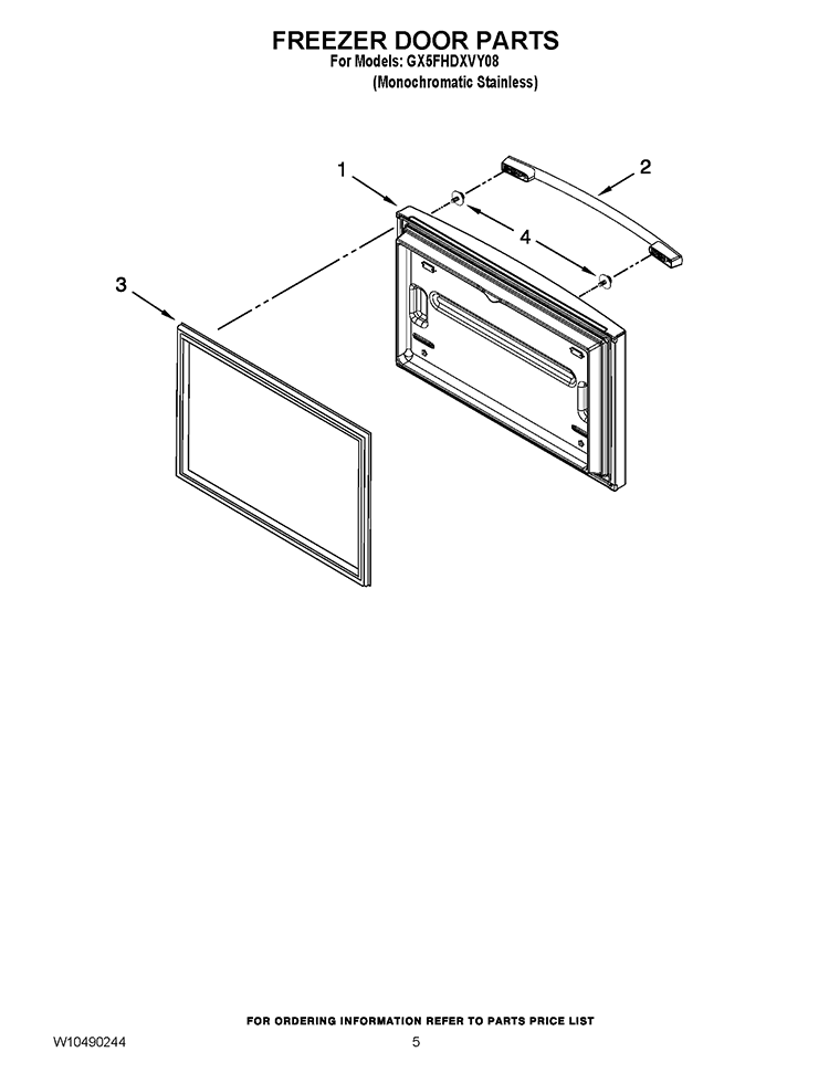 FREEZER DOOR PARTS Diagram and Parts List for GX5FHDXVY08  Whirlpool Refrigerator