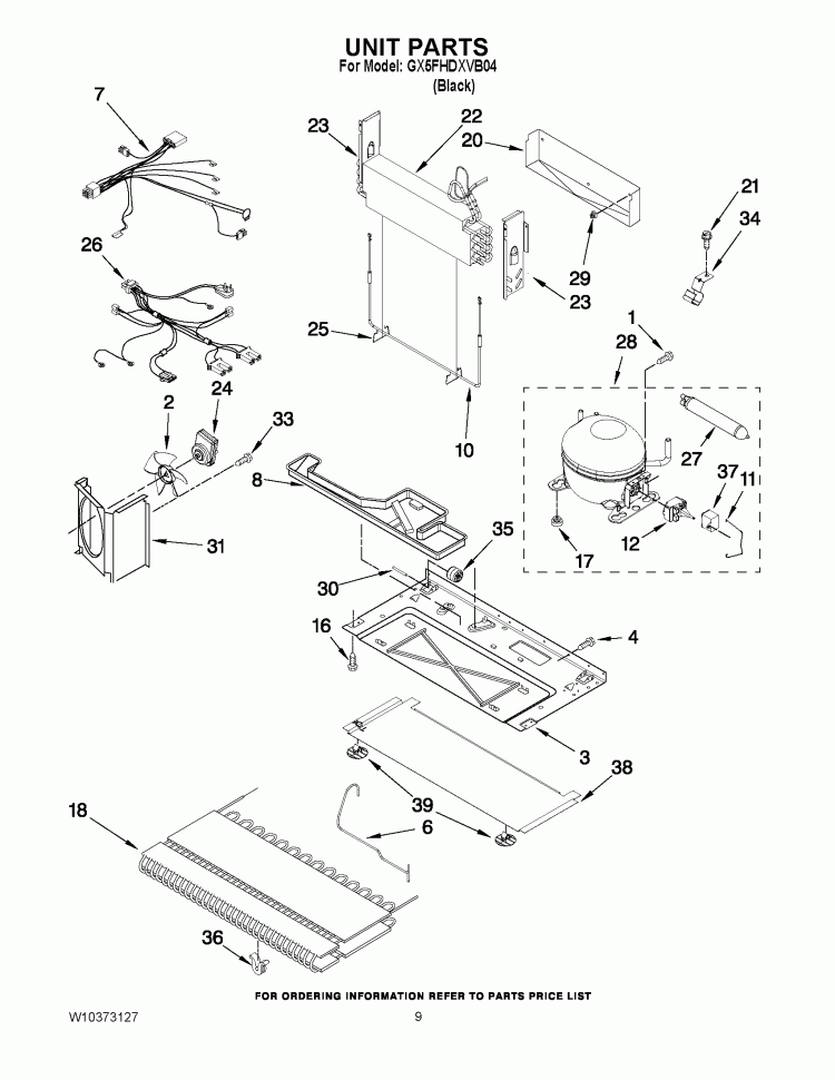 UNIT PARTS Diagram and Parts List for GX5FHDXVB04  Whirlpool Refrigerator