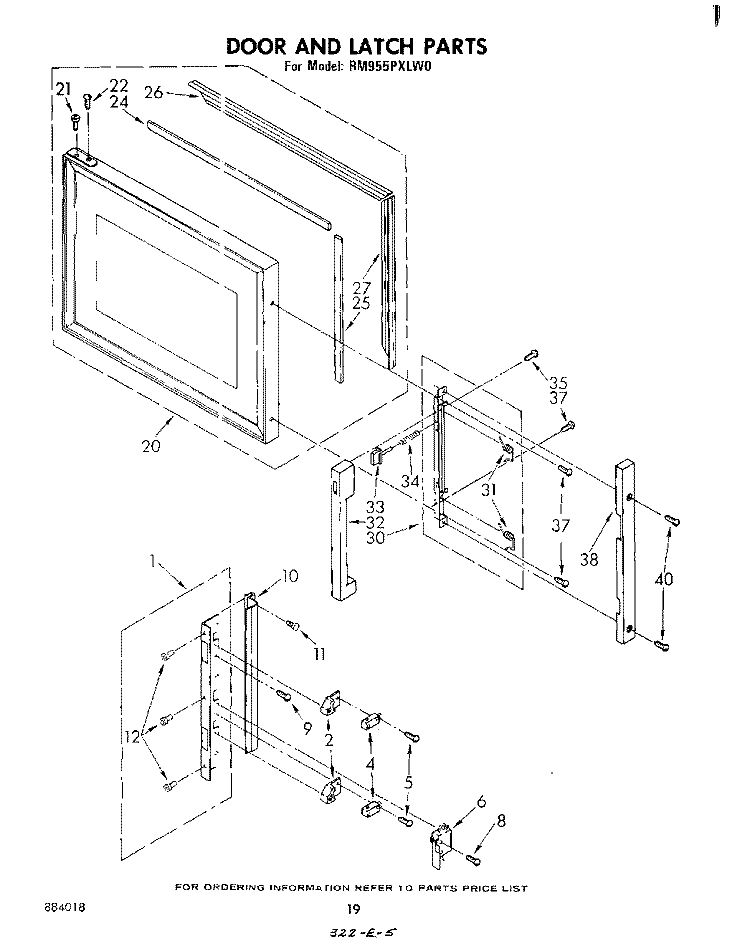 DOOR AND LATCH Diagram and Parts List for RM955PXLW0  Whirlpool Microwave Oven Combo