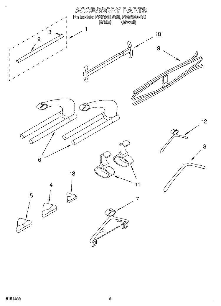 ACCESSORY, OPTIONAL Diagram and Parts List for PVWN600JT0  Whirlpool Cabinet