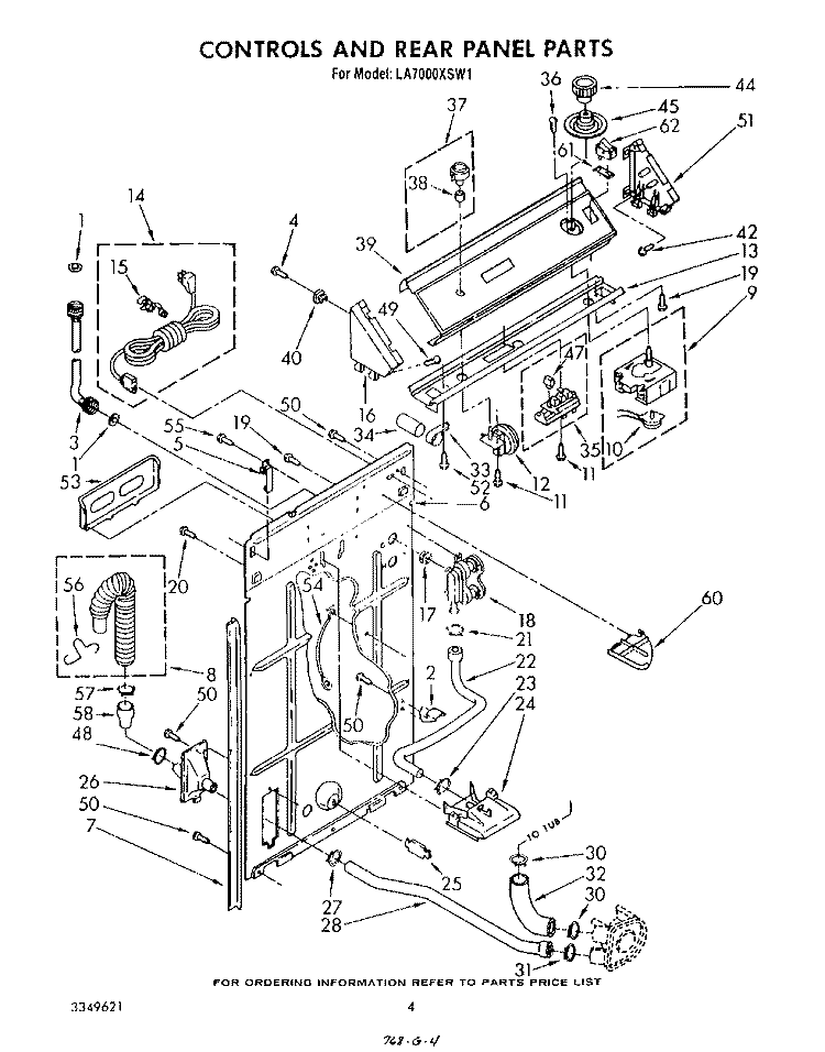 CONTROLS AND REAR PANEL Diagram and Parts List for LA7000XSW1  Whirlpool Washer