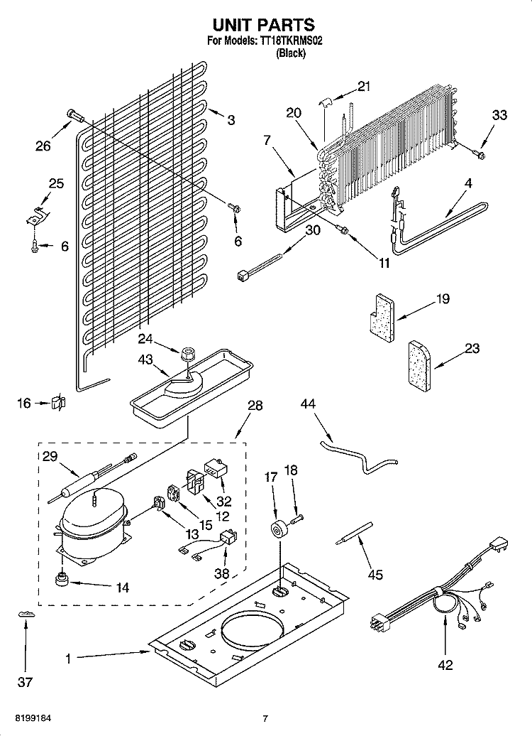 UNIT PARTS Diagram and Parts List for TT18TKRMS02  Estate Refrigerator