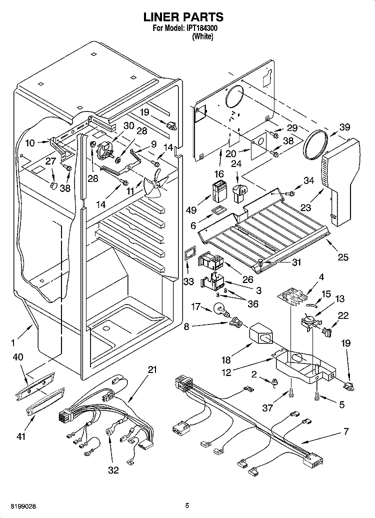 LINER PARTS Diagram and Parts List for IPT184300  Inglis Refrigerator