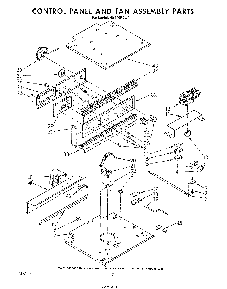CONTROL PANEL AND FAN Diagram and Parts List for RB170PXL4  Whirlpool Wall Oven