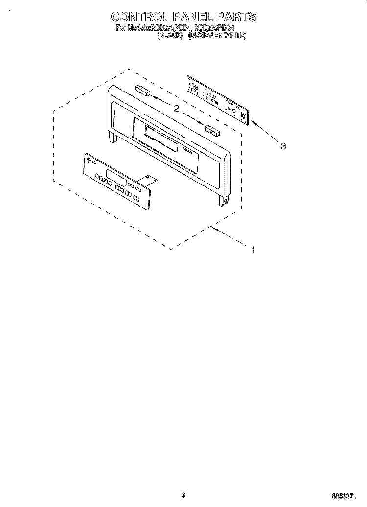 CONTROL PANEL, LITERATURE Diagram and Parts List for RBD275PDB4  Whirlpool Wall Oven