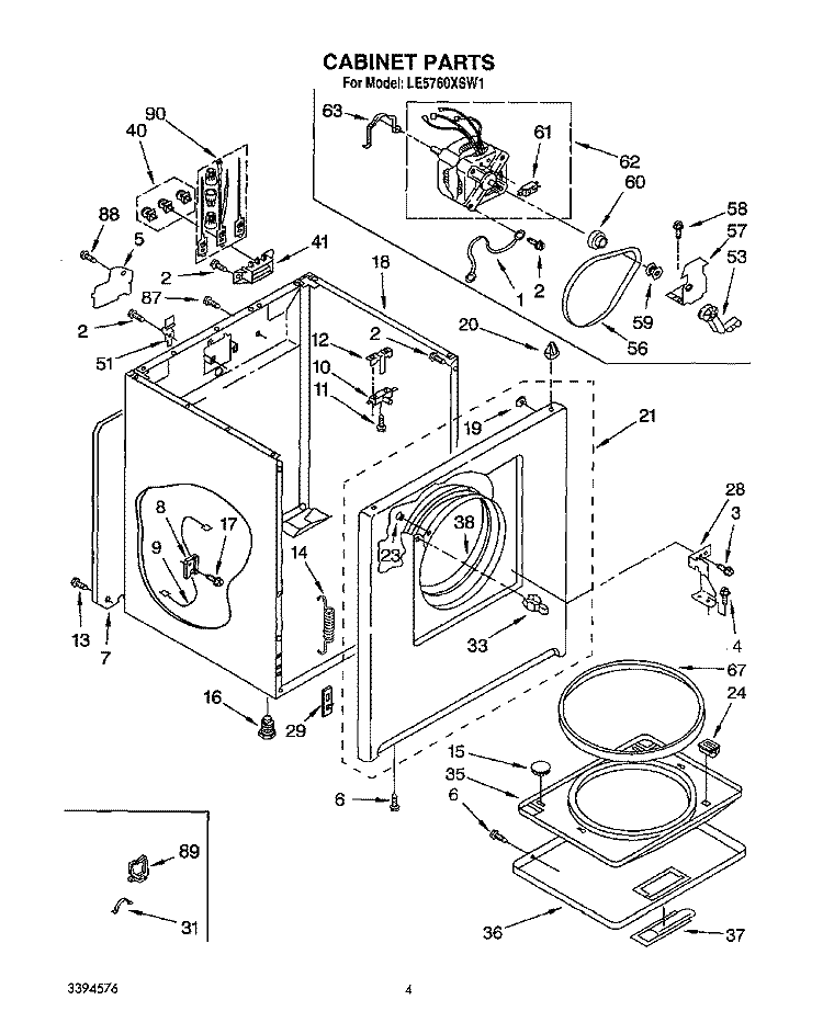 SECTION Diagram and Parts List for LE5760XSN1  Whirlpool Dryer