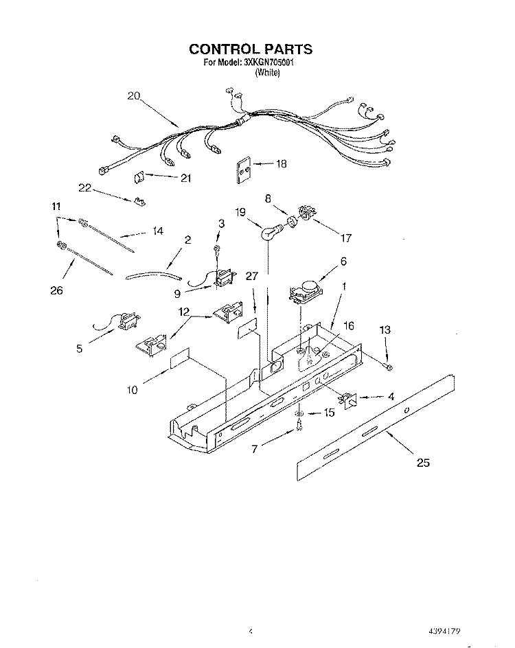 CONTROL Diagram and Parts List for 3XKGN705001  Whirlpool Refrigerator