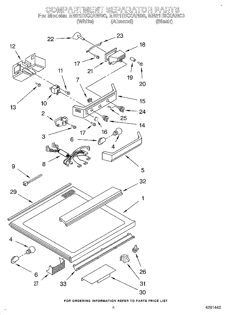 COMPARTMENT SEPARATOR Diagram and Parts List for EB21DKXAB00  Whirlpool Refrigerator