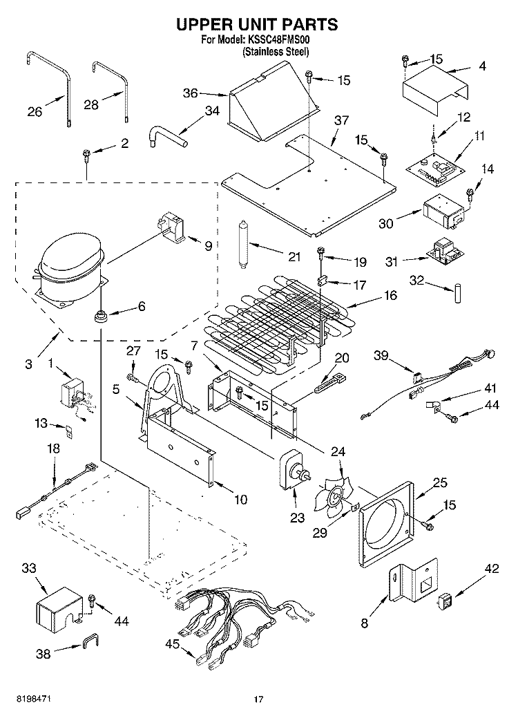 UPPER UNIT PARTS Diagram and Parts List for KSSC48FMS00  KitchenAid Refrigerator