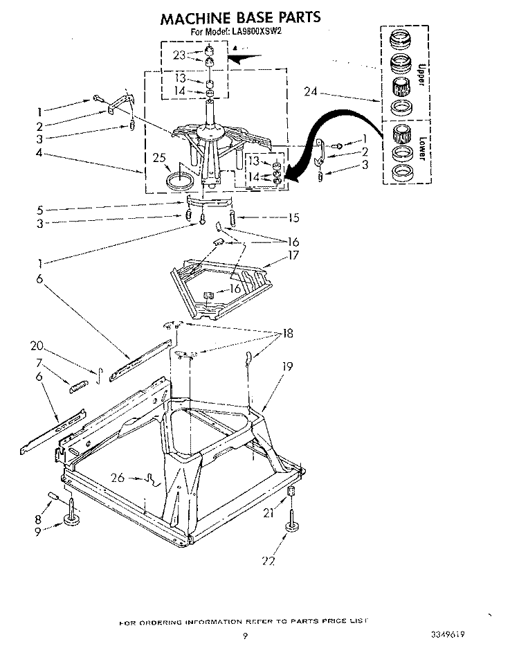 MACHINE BASE Diagram and Parts List for LA9800XSW2  Whirlpool Washer