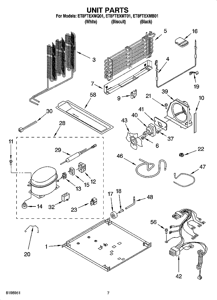 UNIT PARTS Diagram and Parts List for ET8FTEXMB01  Whirlpool Refrigerator