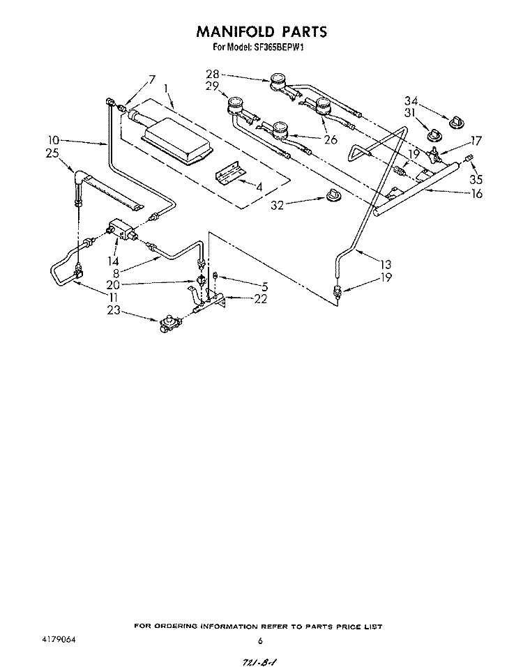 MANIFOLD Diagram and Parts List for SF365BEPW1  Whirlpool Range