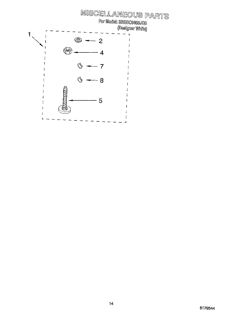MISCELLANEOUS Diagram and Parts List for 3RGSC9455JQ0  Whirlpool Washer
