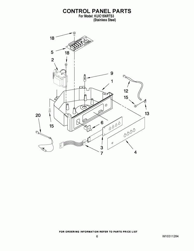 CONTROL PANEL PARTS Diagram and Parts List for KUIC15NRTS3  KitchenAid Ice Maker