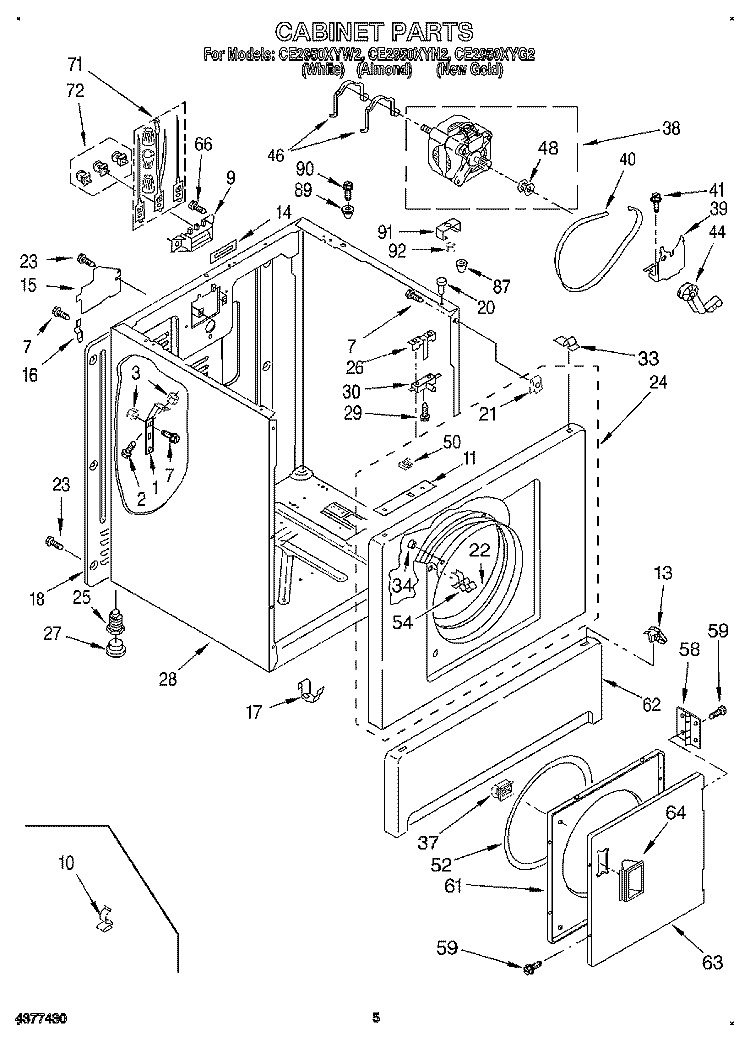 SECTION Diagram and Parts List for CE2950XYN2  Whirlpool Dryer