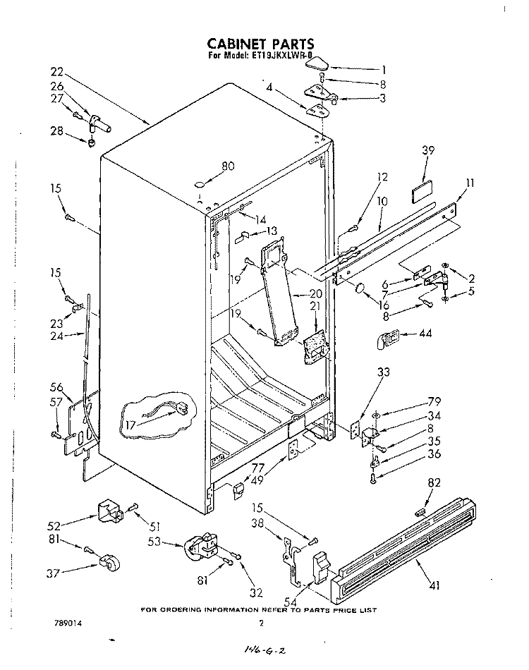 CABINET Diagram and Parts List for ET19JKXLWR0  Whirlpool Refrigerator