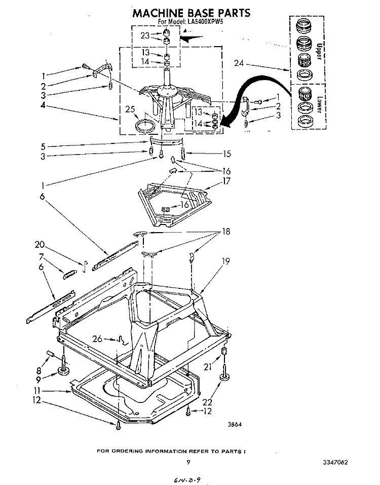 MACHINE BASE Diagram and Parts List for LA5400XPW5  Whirlpool Washer