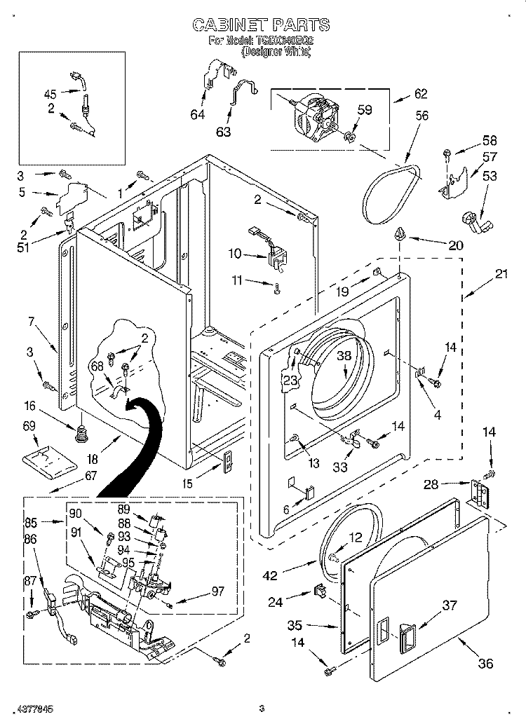 CABINET Diagram and Parts List for TGDX640EQ2  Estate Dryer