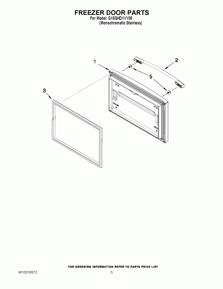FREEZER DOOR PARTS Diagram and Parts List for GX5SHDXVY05  Whirlpool Refrigerator