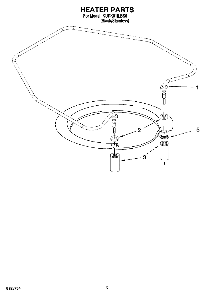 HEATER PARTS Diagram and Parts List for KUDK01ILBS0  KitchenAid Dishwasher