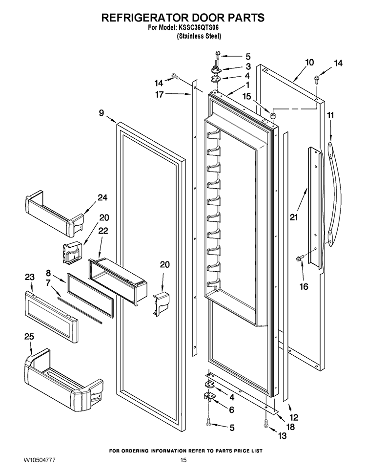 REFRIGERATOR DOOR PARTS Diagram and Parts List for KSSC36QTS06  KitchenAid Refrigerator