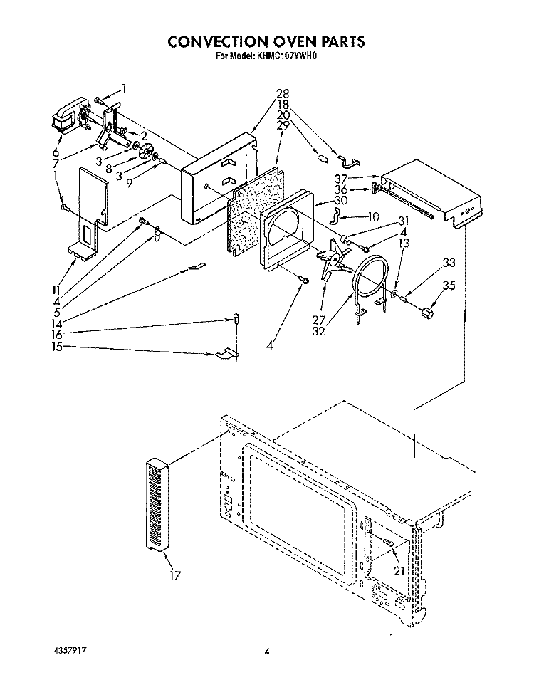 CONVECTION OVEN Diagram and Parts List for KHMC107YAL0  KitchenAid Microwave
