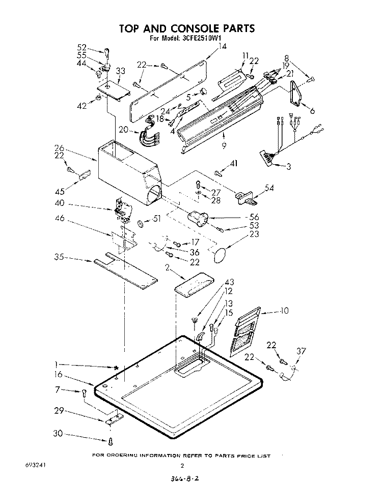 SECTION Diagram and Parts List for 3CFE2510W1  Whirlpool Dryer
