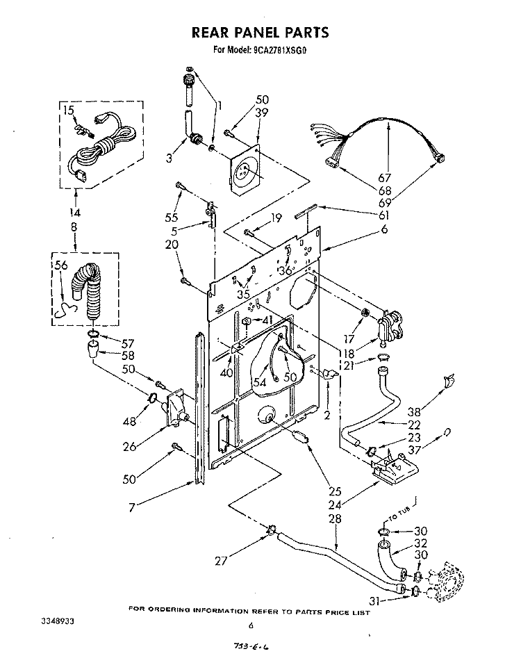 REAR PANEL Diagram and Parts List for 9CA2781XSW0  Whirlpool Washer
