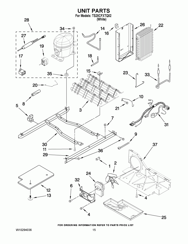 UNIT PARTS Diagram and Parts List for TS25CFXTQ02  Estate Refrigerator