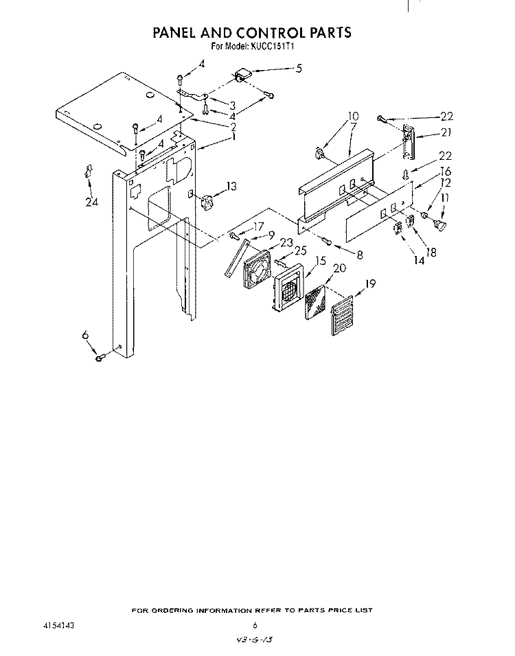 PANEL AND CONTROL Diagram and Parts List for KUCC151T1  KitchenAid Trash Compactor