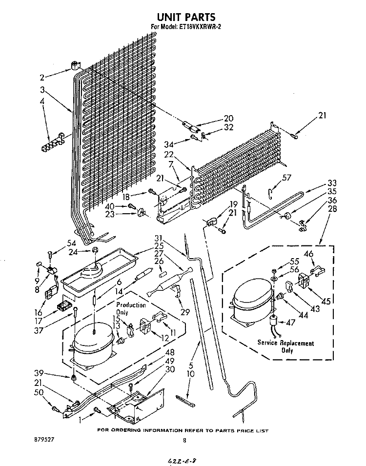 UNIT Diagram and Parts List for ET18VKXRWR2  Whirlpool Refrigerator