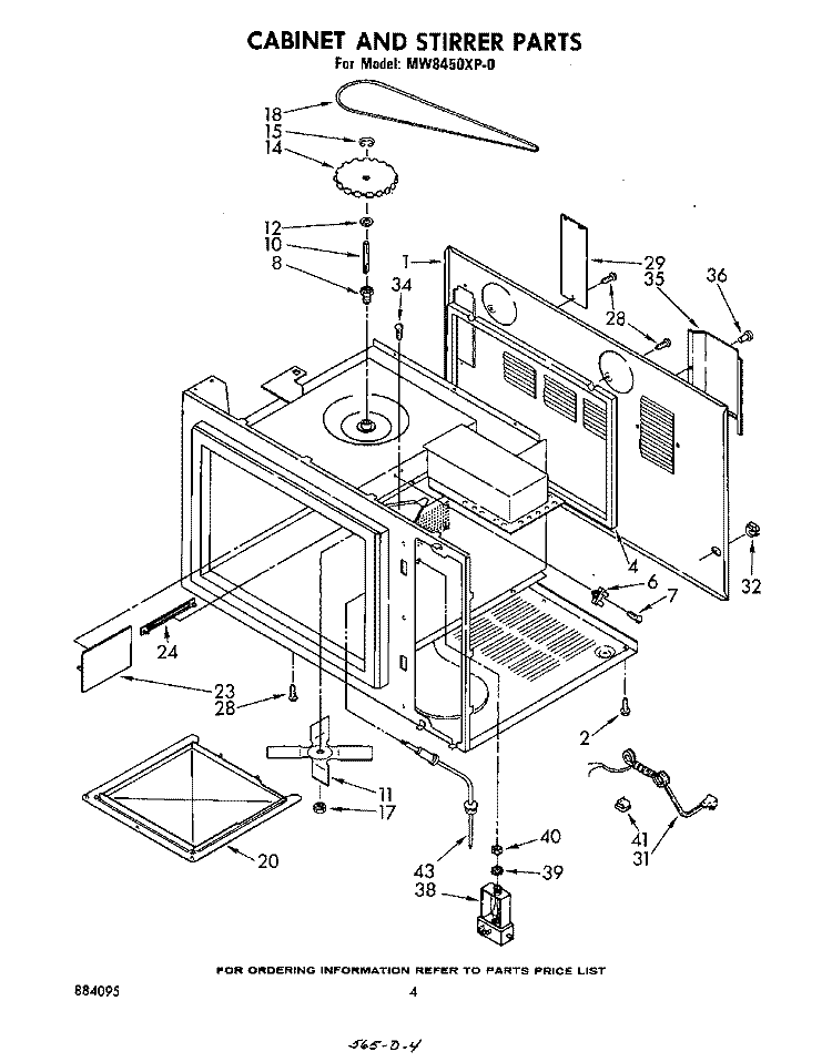 CABINET AND STIRRER Diagram and Parts List for MW8450XP0  Whirlpool Microwave