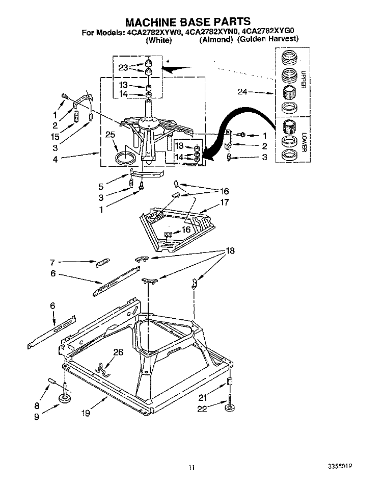 MACHINE BASE Diagram and Parts List for 4CA2782XYG0  Whirlpool Washer