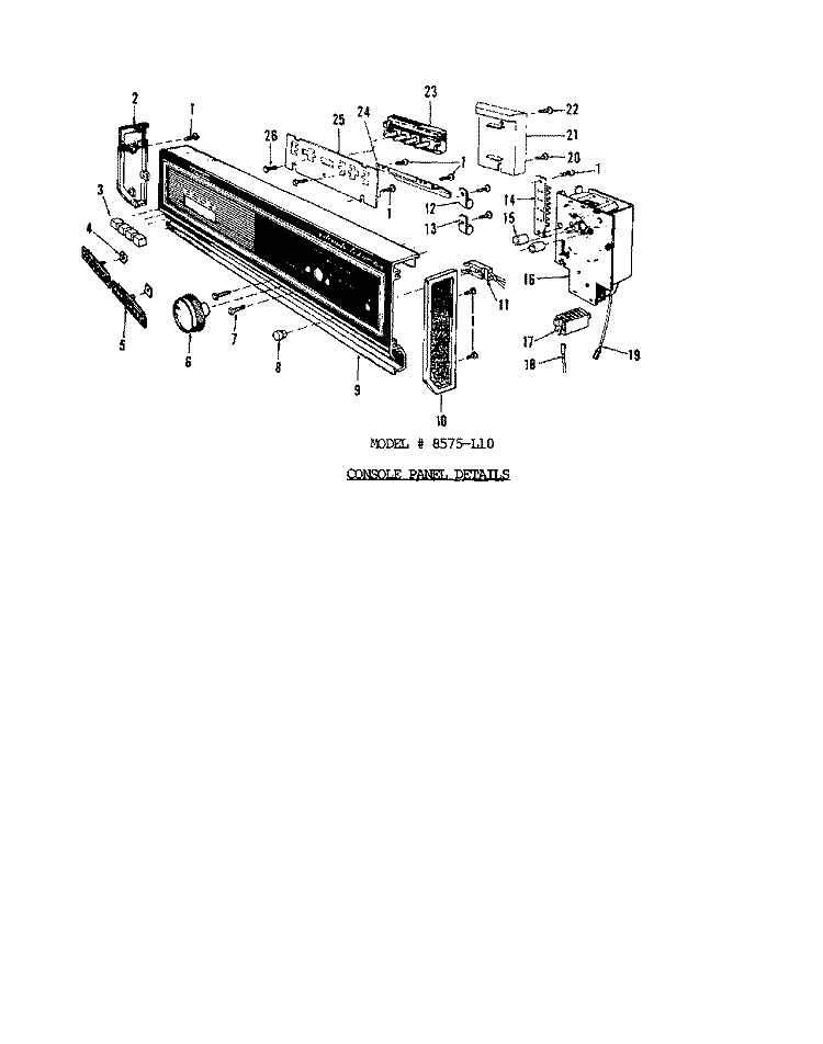 DOOR Diagram and Parts List for 8565L10  Roper Dishwasher
