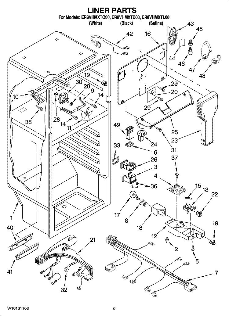 LINER PARTS Diagram and Parts List for ER8VHMXTQ00  Whirlpool Refrigerator