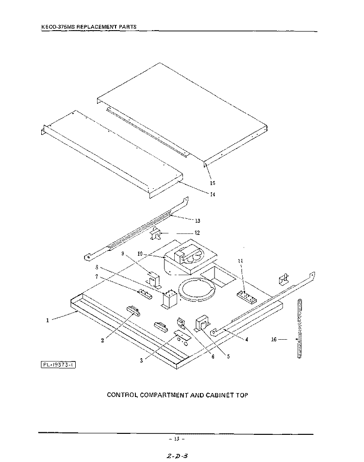 CONTROL COMPARTMENT AND CABINET TOP Diagram and Parts List for KECO375MS  KitchenAid Wall Oven