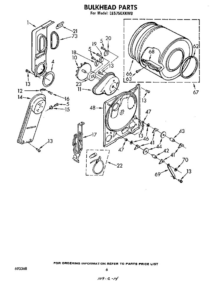 SECTION Diagram and Parts List for LE5750XKW0  Whirlpool Dryer