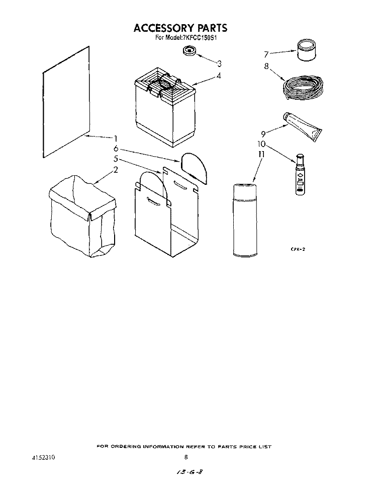 ACCESSORY Diagram and Parts List for 7KFCC150S1  KitchenAid Trash Compactor