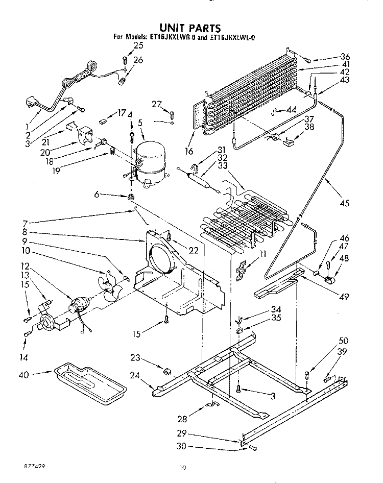 UNIT, LIT/OPTIONAL Diagram and Parts List for ET16JKXLWL0  Whirlpool Refrigerator